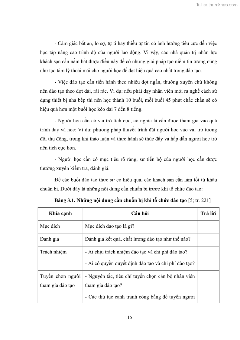 Luận văn thạc sĩ du lịch Áp dụng tiêu chuẩn kỹ năng nghề du lịch Việt Nam VTOS vào nghiên cứu lĩnh vực an ninh – an toàn trong các khách sạn 4 sao tại Hải Phòng - 10 Trang 115