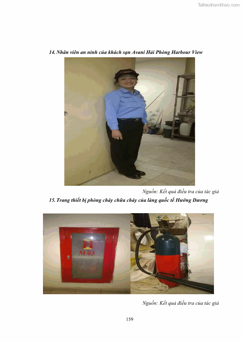 Luận văn thạc sĩ du lịch Áp dụng tiêu chuẩn kỹ năng nghề du lịch Việt Nam VTOS vào nghiên cứu lĩnh vực an ninh – an toàn trong các khách sạn 4 sao tại Hải Phòng - 14 Trang 159