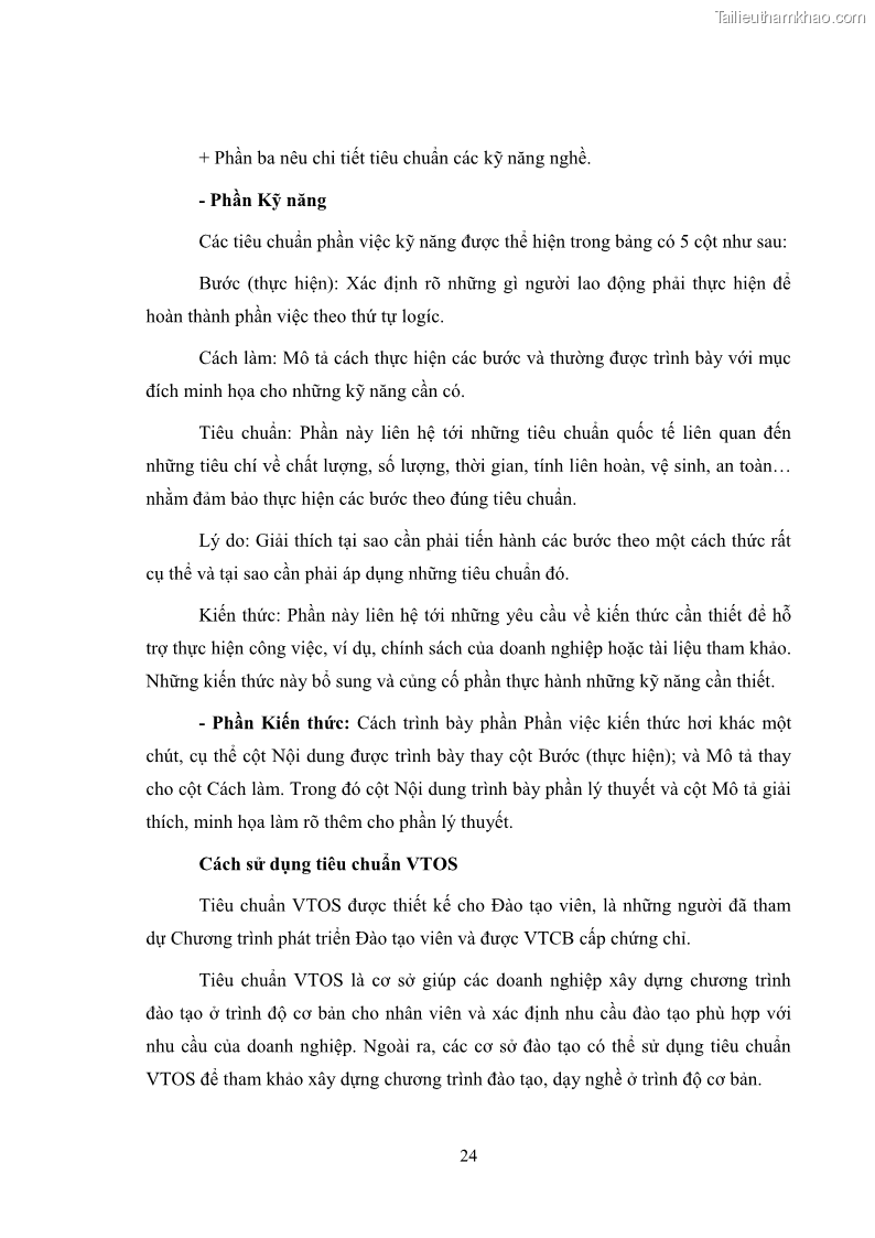 Luận văn thạc sĩ du lịch Áp dụng tiêu chuẩn kỹ năng nghề du lịch Việt Nam VTOS vào nghiên cứu lĩnh vực an ninh – an toàn trong các khách sạn 4 sao tại Hải Phòng - 2 Trang 24