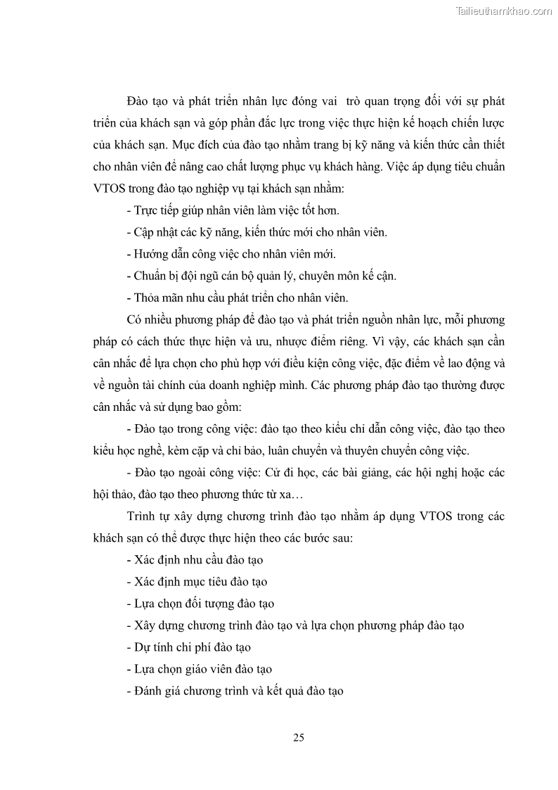 Luận văn thạc sĩ du lịch Áp dụng tiêu chuẩn kỹ năng nghề du lịch Việt Nam VTOS vào nghiên cứu lĩnh vực an ninh – an toàn trong các khách sạn 4 sao tại Hải Phòng - 3 Trang 25