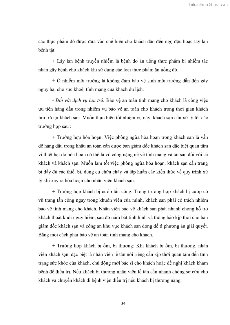 Luận văn thạc sĩ du lịch Áp dụng tiêu chuẩn kỹ năng nghề du lịch Việt Nam VTOS vào nghiên cứu lĩnh vực an ninh – an toàn trong các khách sạn 4 sao tại Hải Phòng - 3 Trang 34