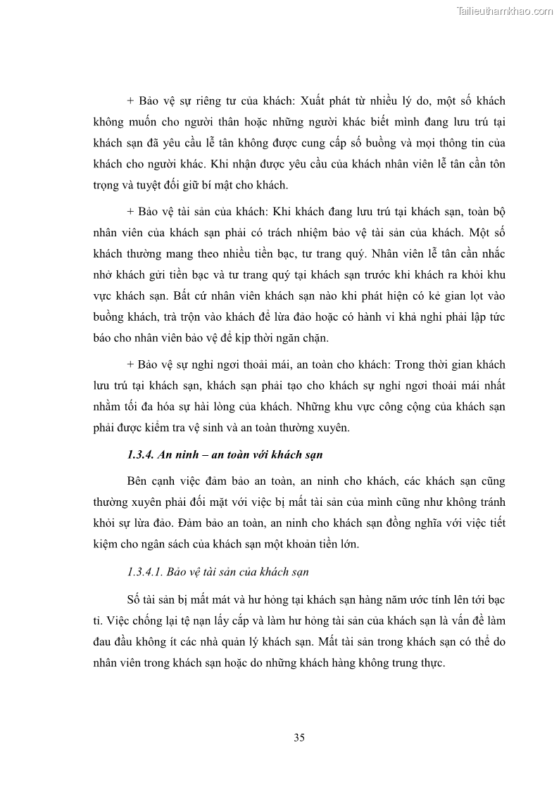 Luận văn thạc sĩ du lịch Áp dụng tiêu chuẩn kỹ năng nghề du lịch Việt Nam VTOS vào nghiên cứu lĩnh vực an ninh – an toàn trong các khách sạn 4 sao tại Hải Phòng - 3 Trang 35