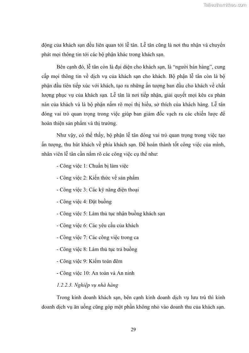 Luận văn thạc sĩ du lịch Áp dụng tiêu chuẩn kỹ năng nghề du lịch Việt Nam VTOS vào nghiên cứu lĩnh vực an ninh – an toàn trong các khách sạn 4 sao tại Hải Phòng - 3 Trang 29