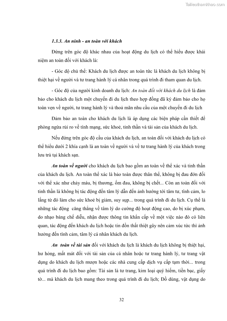 Luận văn thạc sĩ du lịch Áp dụng tiêu chuẩn kỹ năng nghề du lịch Việt Nam VTOS vào nghiên cứu lĩnh vực an ninh – an toàn trong các khách sạn 4 sao tại Hải Phòng - 3 Trang 32
