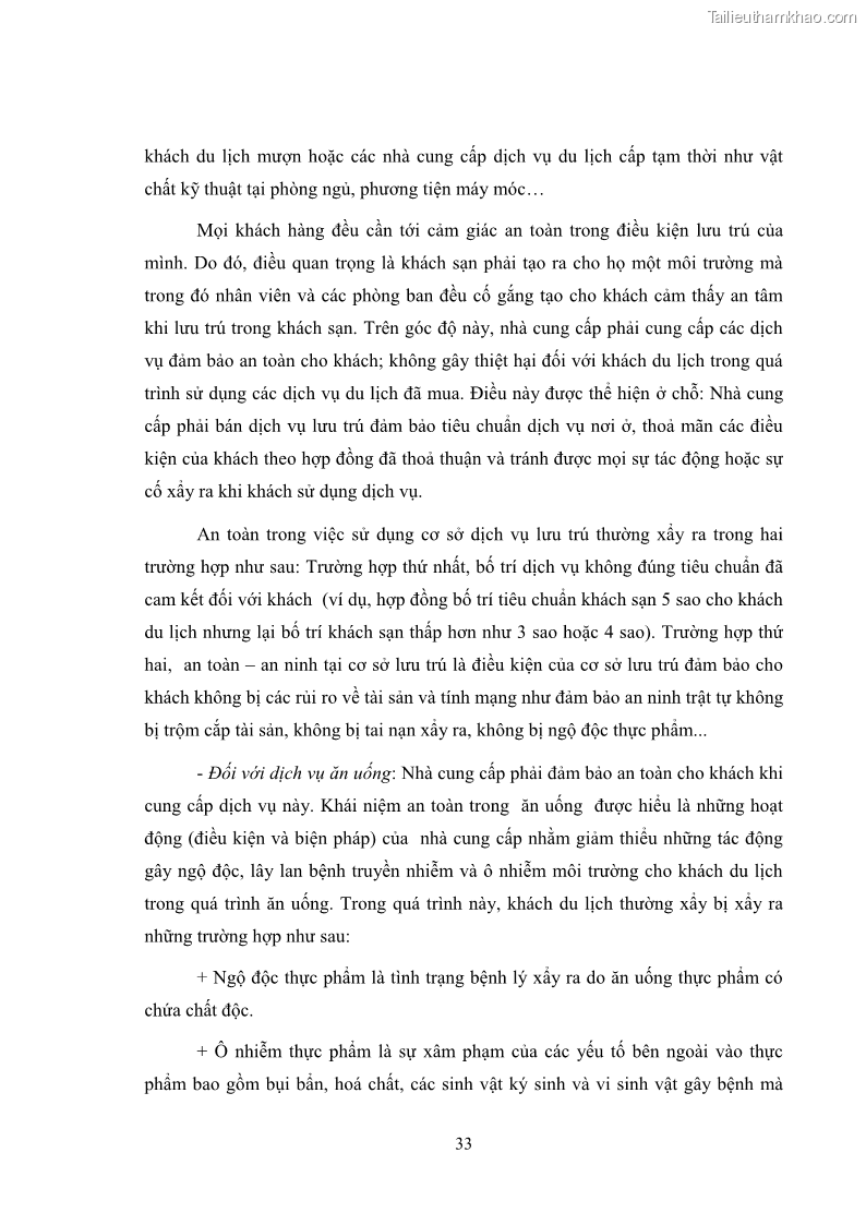 Luận văn thạc sĩ du lịch Áp dụng tiêu chuẩn kỹ năng nghề du lịch Việt Nam VTOS vào nghiên cứu lĩnh vực an ninh – an toàn trong các khách sạn 4 sao tại Hải Phòng - 3 Trang 33