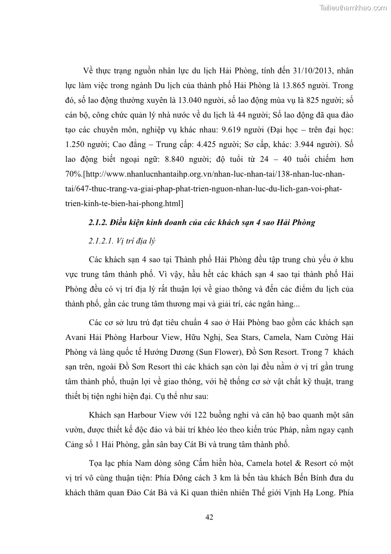 Luận văn thạc sĩ du lịch Áp dụng tiêu chuẩn kỹ năng nghề du lịch Việt Nam VTOS vào nghiên cứu lĩnh vực an ninh – an toàn trong các khách sạn 4 sao tại Hải Phòng - 4 Trang 42