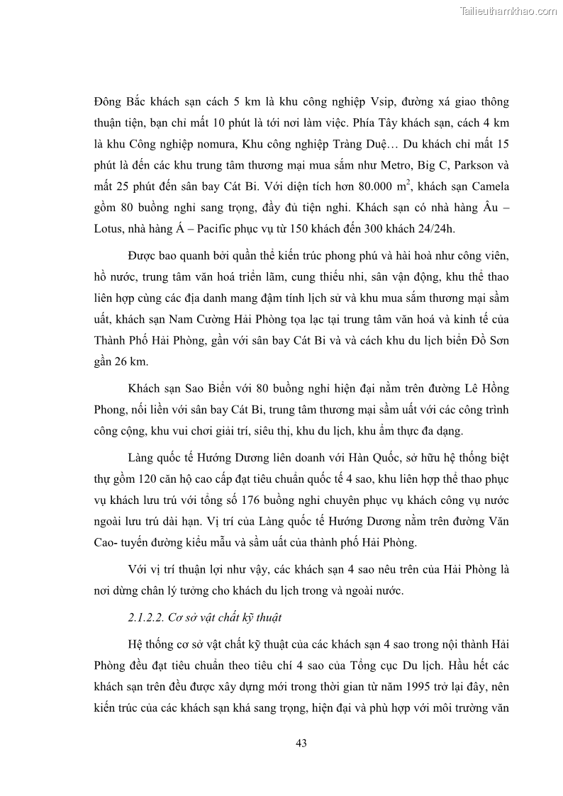 Luận văn thạc sĩ du lịch Áp dụng tiêu chuẩn kỹ năng nghề du lịch Việt Nam VTOS vào nghiên cứu lĩnh vực an ninh – an toàn trong các khách sạn 4 sao tại Hải Phòng - 4 Trang 43