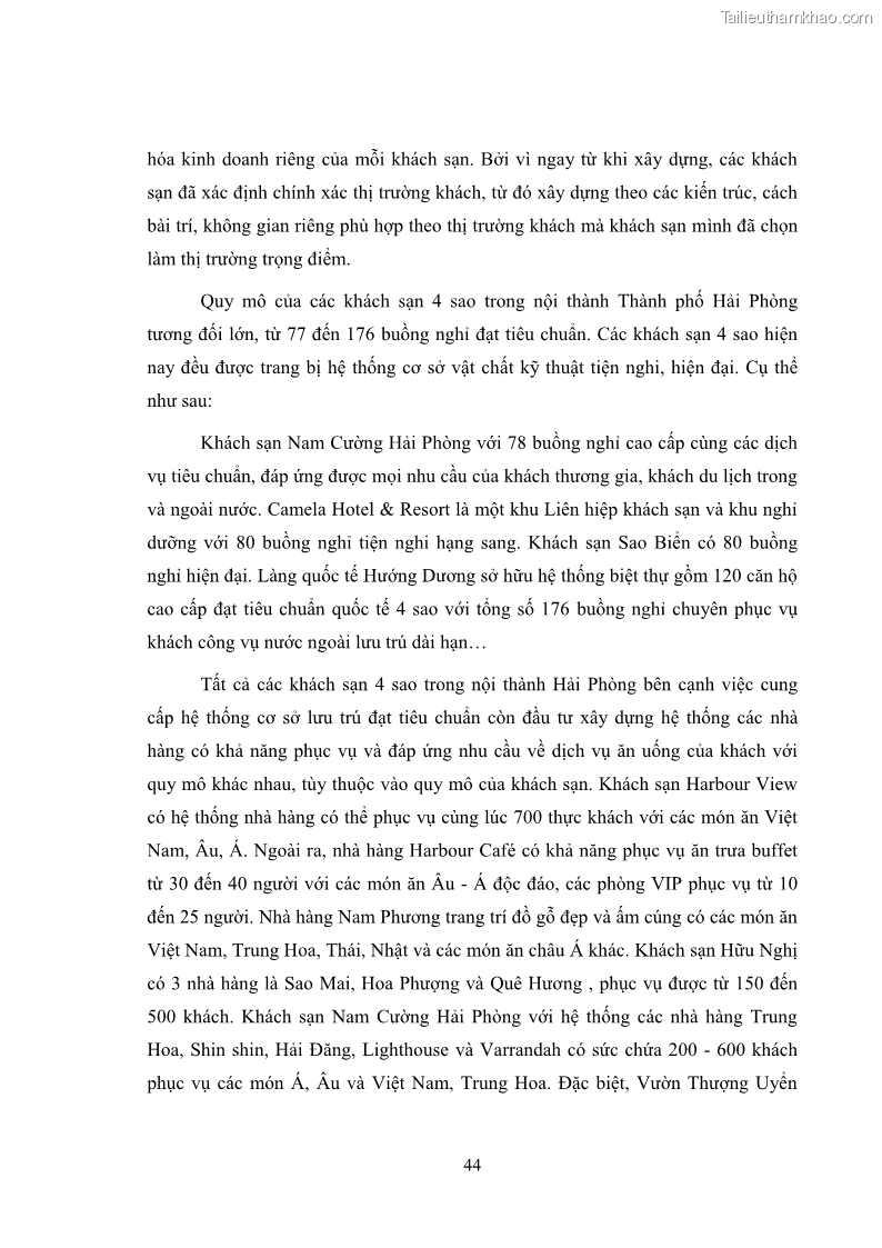 Luận văn thạc sĩ du lịch Áp dụng tiêu chuẩn kỹ năng nghề du lịch Việt Nam VTOS vào nghiên cứu lĩnh vực an ninh – an toàn trong các khách sạn 4 sao tại Hải Phòng - 4 Trang 44