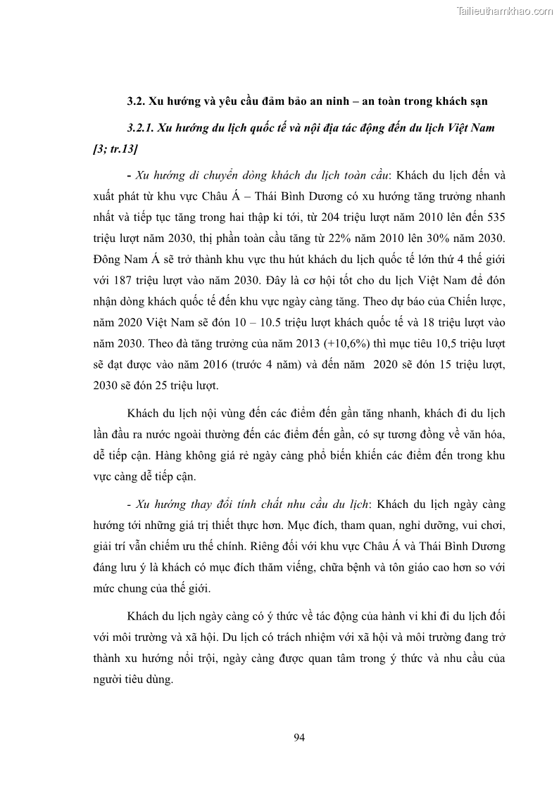 Luận văn thạc sĩ du lịch Áp dụng tiêu chuẩn kỹ năng nghề du lịch Việt Nam VTOS vào nghiên cứu lĩnh vực an ninh – an toàn trong các khách sạn 4 sao tại Hải Phòng - 8 Trang 94