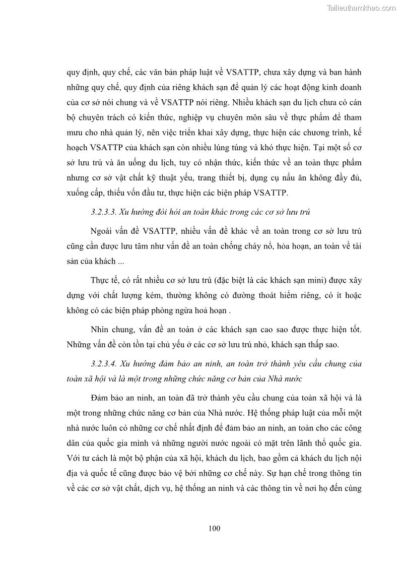 Luận văn thạc sĩ du lịch Áp dụng tiêu chuẩn kỹ năng nghề du lịch Việt Nam VTOS vào nghiên cứu lĩnh vực an ninh – an toàn trong các khách sạn 4 sao tại Hải Phòng - 9 Trang 100