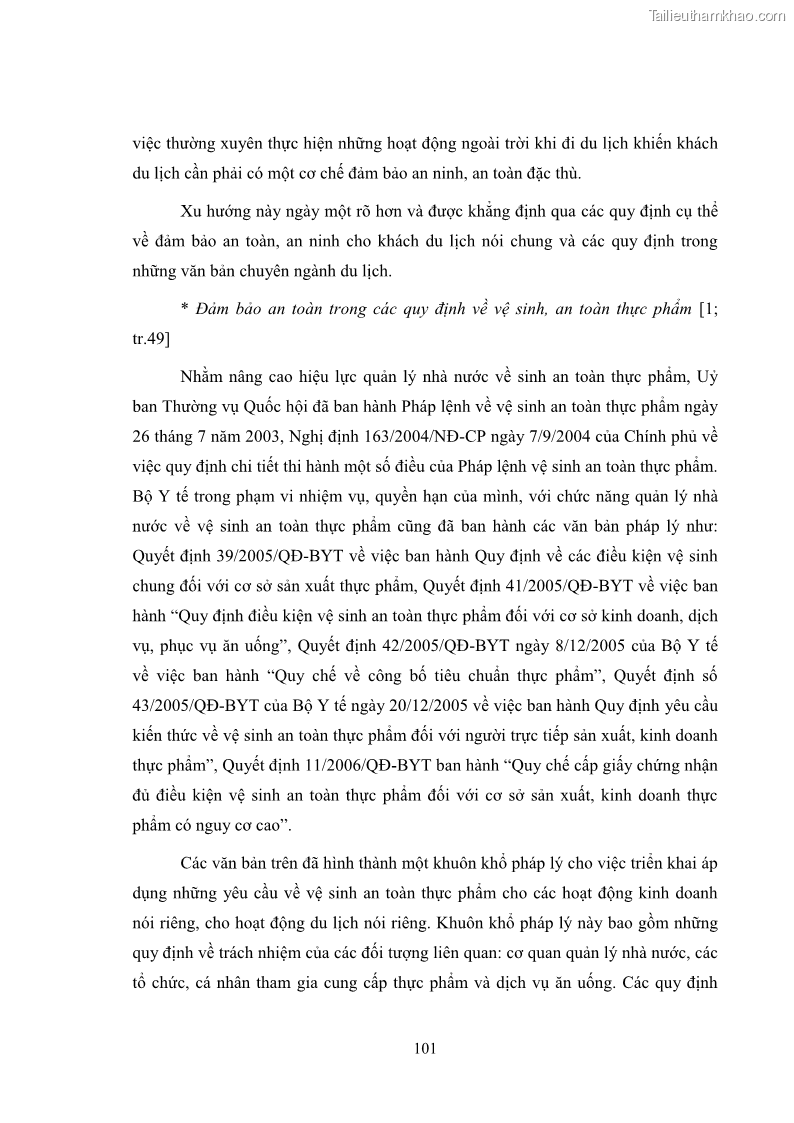 Luận văn thạc sĩ du lịch Áp dụng tiêu chuẩn kỹ năng nghề du lịch Việt Nam VTOS vào nghiên cứu lĩnh vực an ninh – an toàn trong các khách sạn 4 sao tại Hải Phòng - 9 Trang 101
