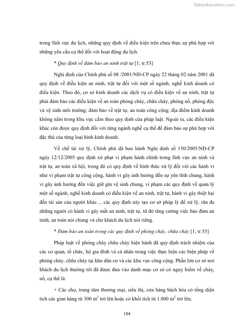 Luận văn thạc sĩ du lịch Áp dụng tiêu chuẩn kỹ năng nghề du lịch Việt Nam VTOS vào nghiên cứu lĩnh vực an ninh – an toàn trong các khách sạn 4 sao tại Hải Phòng - 9 Trang 104