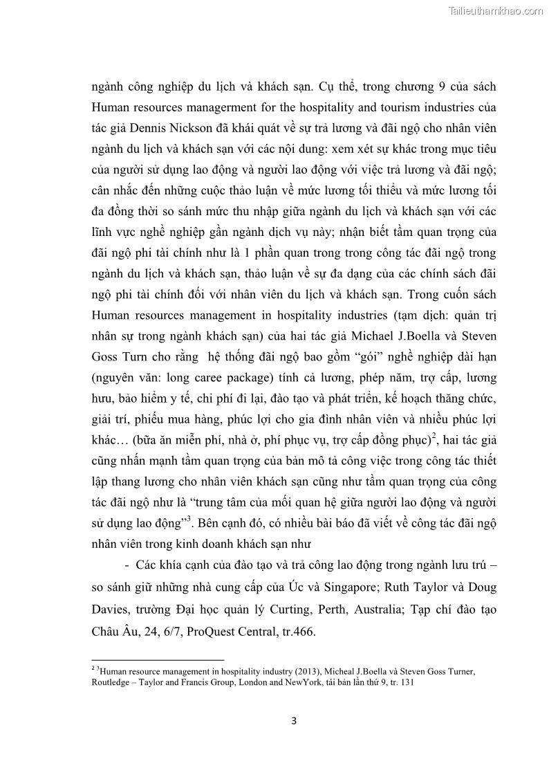 Luận văn thạc sĩ du lịch Nghiên cứu chính sách đãi ngộ nhân viên bộ phận tiền sảnh tại một số khách sạn bốn sao trên địa bàn thành phố Đà Lạt - 1 Trang 12