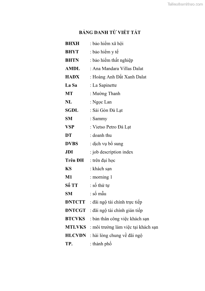 Luận văn thạc sĩ du lịch Nghiên cứu chính sách đãi ngộ nhân viên bộ phận tiền sảnh tại một số khách sạn bốn sao trên địa bàn thành phố Đà Lạt - 1 Trang 6