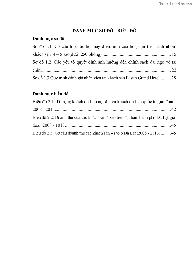 Luận văn thạc sĩ du lịch Nghiên cứu chính sách đãi ngộ nhân viên bộ phận tiền sảnh tại một số khách sạn bốn sao trên địa bàn thành phố Đà Lạt - 1 Trang 9