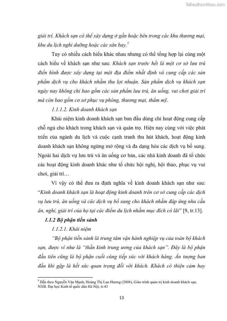 Luận văn thạc sĩ du lịch Nghiên cứu chính sách đãi ngộ nhân viên bộ phận tiền sảnh tại một số khách sạn bốn sao trên địa bàn thành phố Đà Lạt - 2 Trang 22