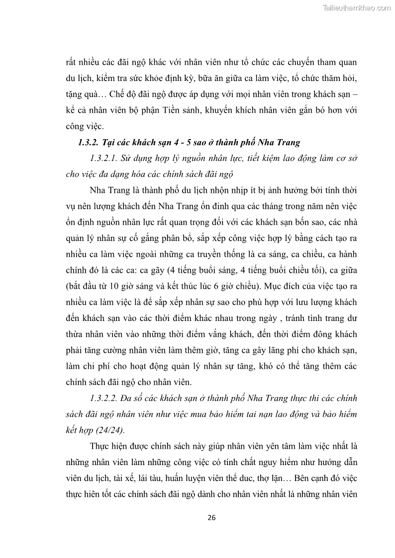 Luận văn thạc sĩ du lịch Nghiên cứu chính sách đãi ngộ nhân viên bộ phận tiền sảnh tại một số khách sạn bốn sao trên địa bàn thành phố Đà Lạt - 3 Trang 35