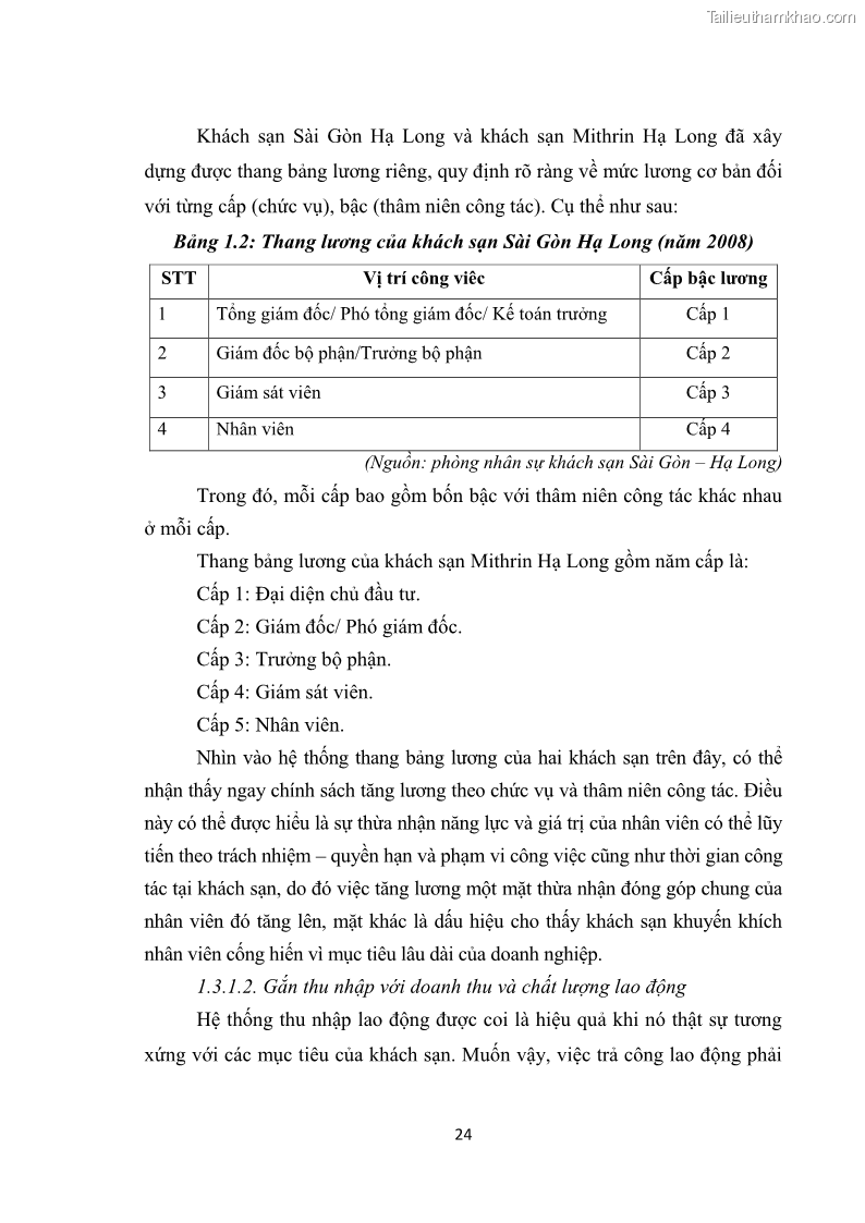 Luận văn thạc sĩ du lịch Nghiên cứu chính sách đãi ngộ nhân viên bộ phận tiền sảnh tại một số khách sạn bốn sao trên địa bàn thành phố Đà Lạt - 3 Trang 33