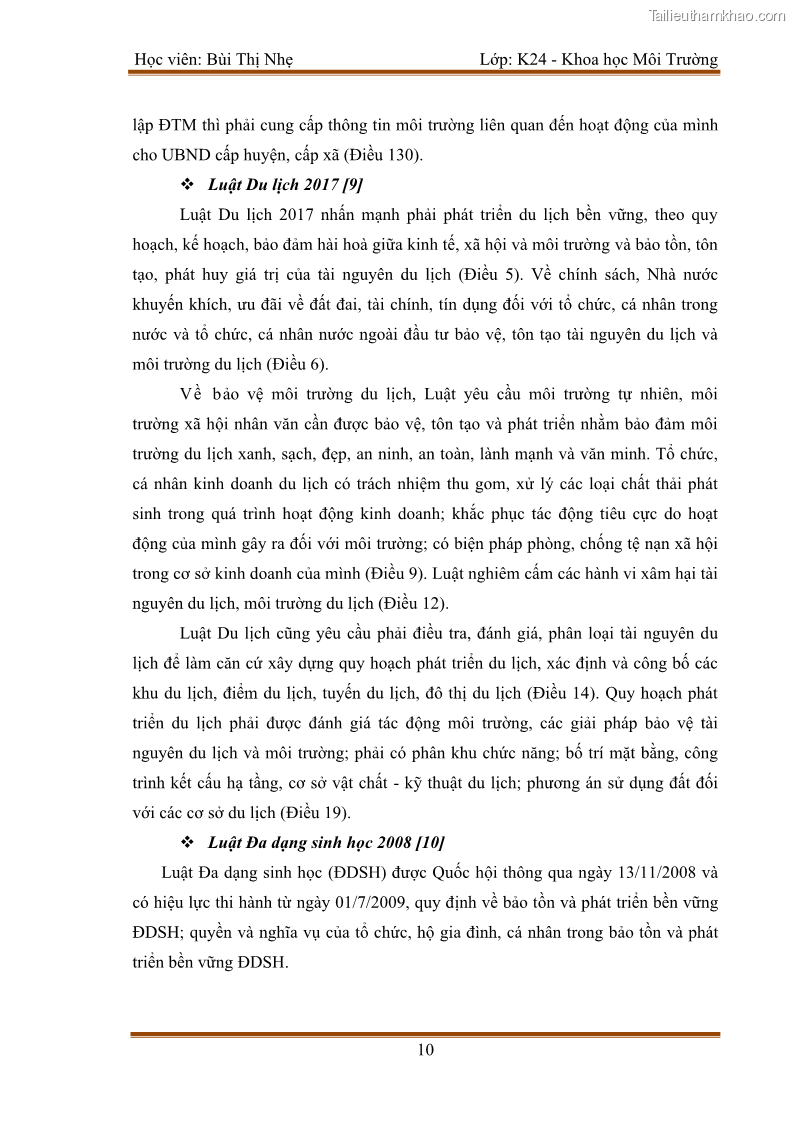Luận văn thạc sĩ khoa học Bước đầu nghiên cứu đánh giá mức độ đạt chuẩn về bảo vệ môi trường đối với các cơ sở ăn uống tại khu du lịch Sầm Sơn, Thanh Hóa - 2 Trang 17