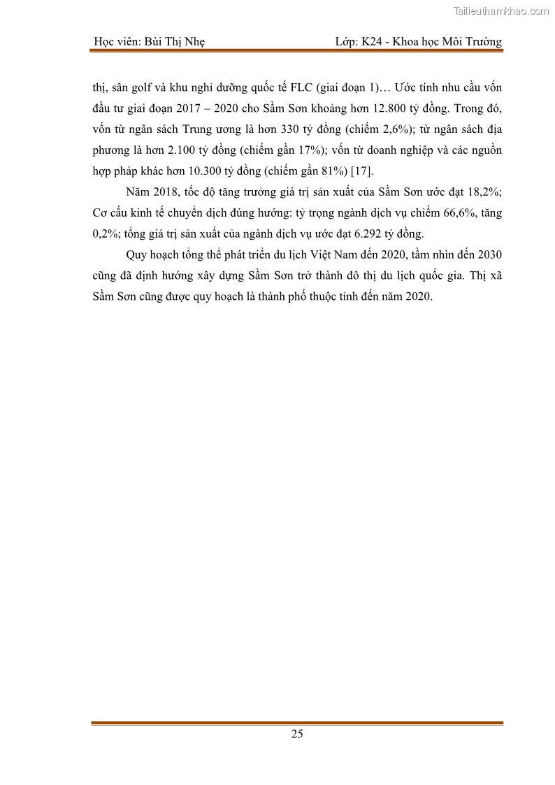 Luận văn thạc sĩ khoa học Bước đầu nghiên cứu đánh giá mức độ đạt chuẩn về bảo vệ môi trường đối với các cơ sở ăn uống tại khu du lịch Sầm Sơn, Thanh Hóa - 3 Trang 32