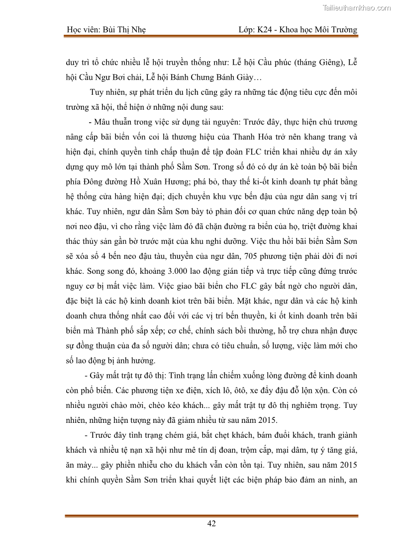 Luận văn thạc sĩ khoa học Bước đầu nghiên cứu đánh giá mức độ đạt chuẩn về bảo vệ môi trường đối với các cơ sở ăn uống tại khu du lịch Sầm Sơn, Thanh Hóa - 5 Trang 49