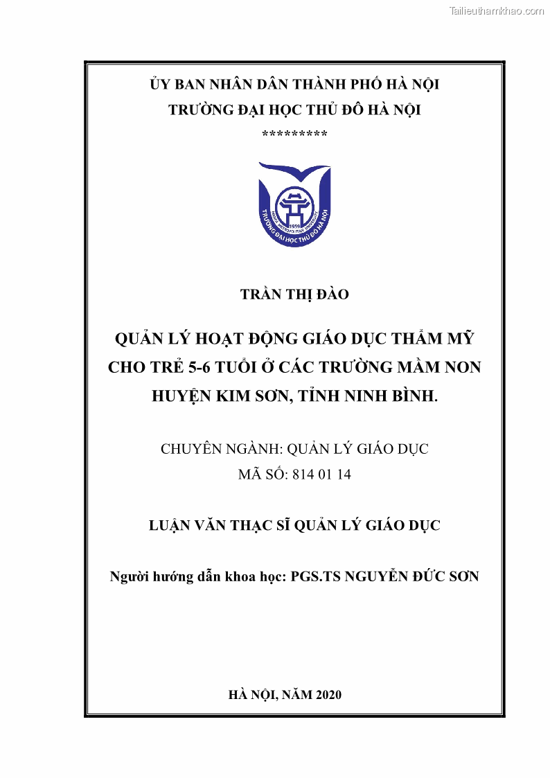 Luận văn thạc sĩ quản lý giáo dục Quản lý hoạt động giáo dục thẩm mỹ cho trẻ 5-6 tuổi ở các trường mầm non huyện Kim Sơn, tỉnh Ninh Bình - 1 Trang 2