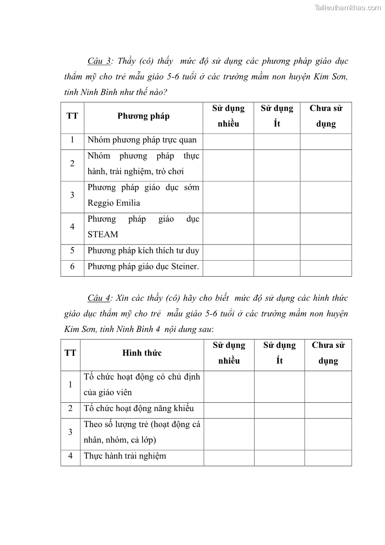 Luận văn thạc sĩ quản lý giáo dục Quản lý hoạt động giáo dục thẩm mỹ cho trẻ 5-6 tuổi ở các trường mầm non huyện Kim Sơn, tỉnh Ninh Bình - 8 Trang 90