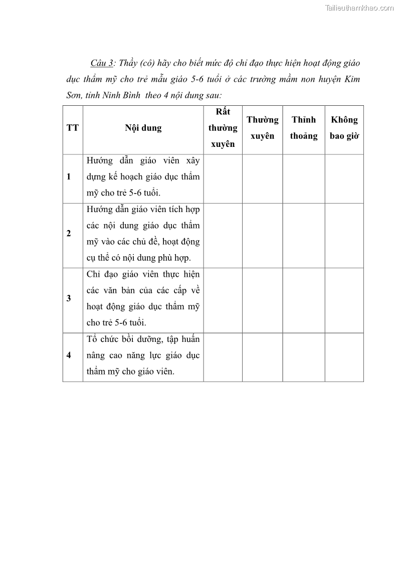 Luận văn thạc sĩ quản lý giáo dục Quản lý hoạt động giáo dục thẩm mỹ cho trẻ 5-6 tuổi ở các trường mầm non huyện Kim Sơn, tỉnh Ninh Bình - 8 Trang 93