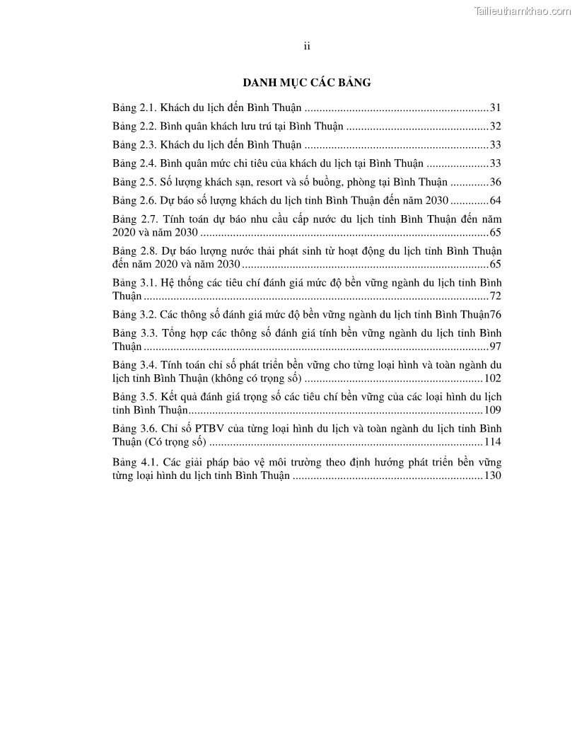 Luận văn thạc sỹ Nghiên cứu đề xuất các giải pháp bảo vệ môi trường theo định hướng phát triển bền vững du lịch tỉnh Bình Thuận - 1 Trang 11