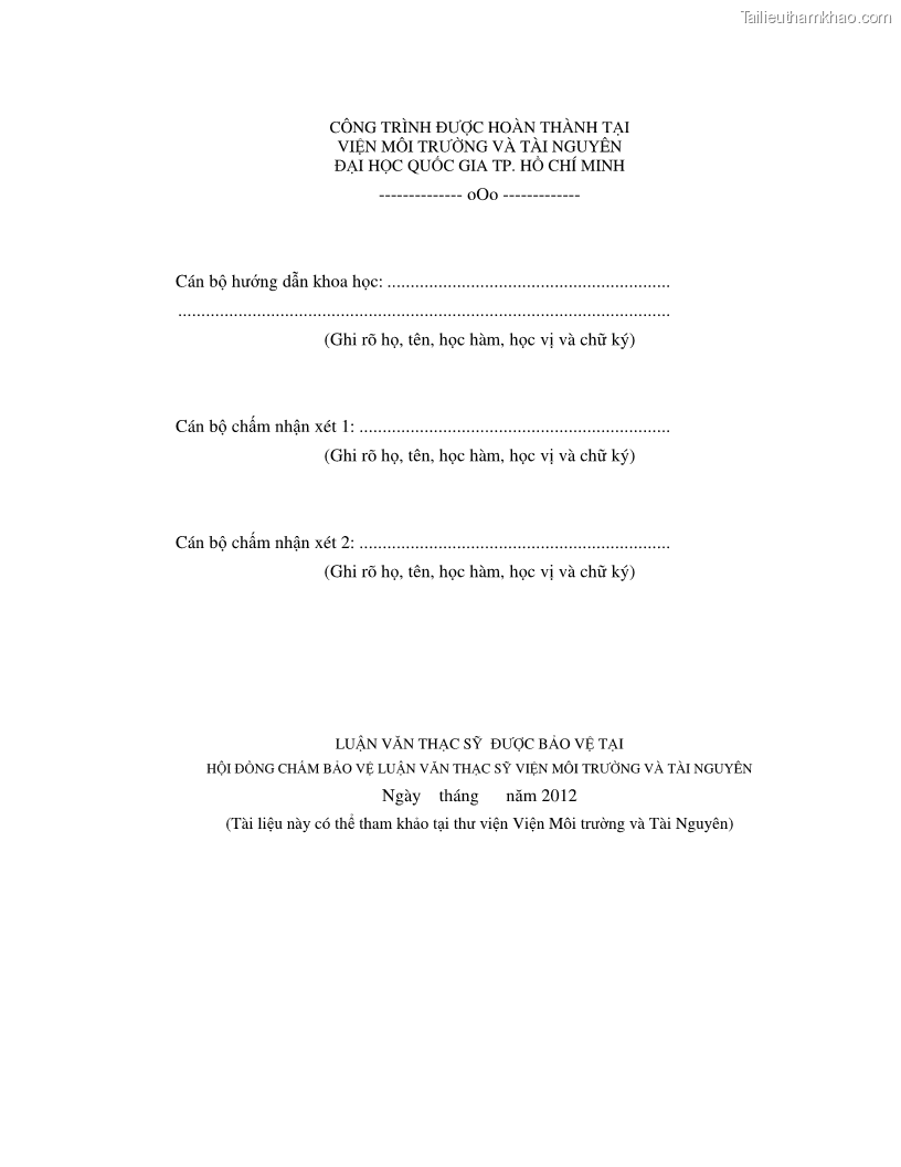 Luận văn thạc sỹ Nghiên cứu đề xuất các giải pháp bảo vệ môi trường theo định hướng phát triển bền vững du lịch tỉnh Bình Thuận - 1 Trang 3