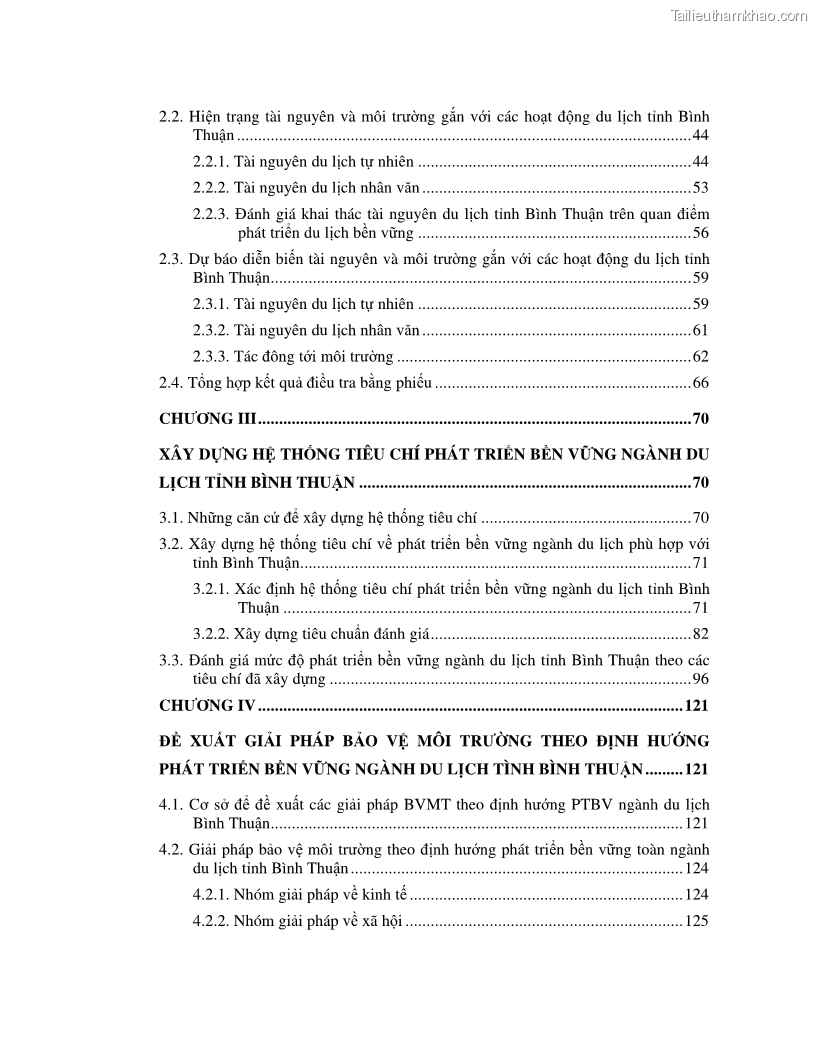 Luận văn thạc sỹ Nghiên cứu đề xuất các giải pháp bảo vệ môi trường theo định hướng phát triển bền vững du lịch tỉnh Bình Thuận - 1 Trang 8