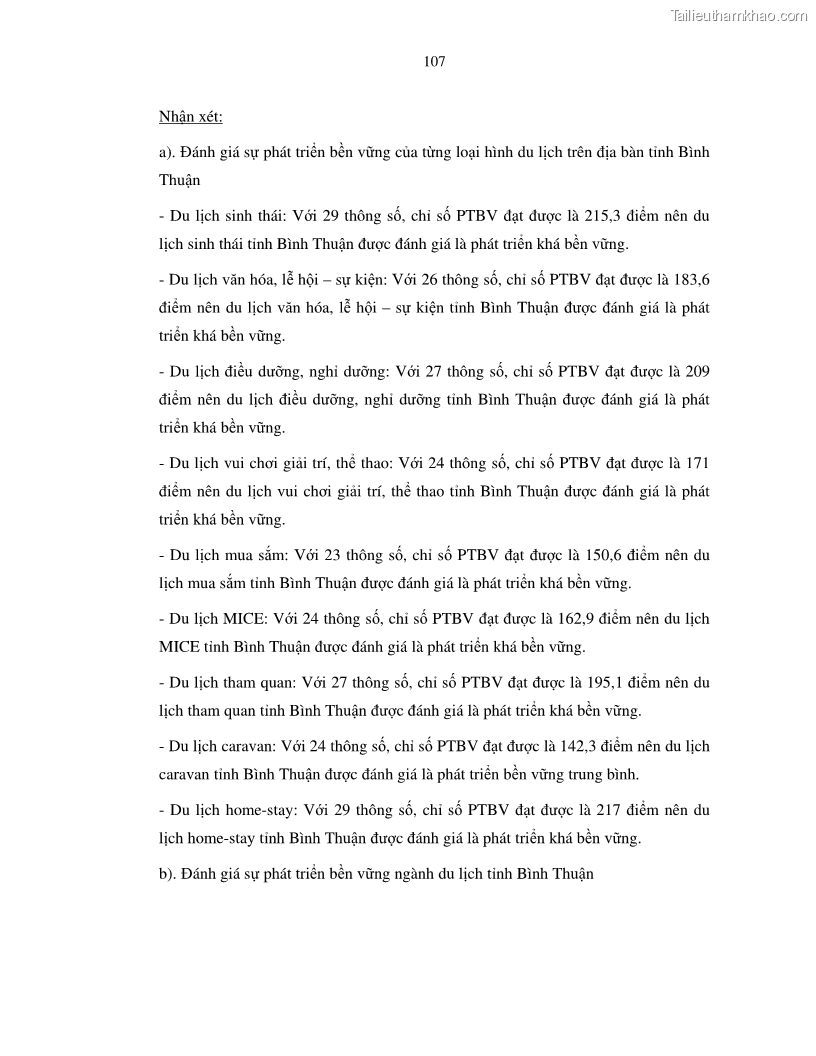 Luận văn thạc sỹ Nghiên cứu đề xuất các giải pháp bảo vệ môi trường theo định hướng phát triển bền vững du lịch tỉnh Bình Thuận - 10 Trang 119
