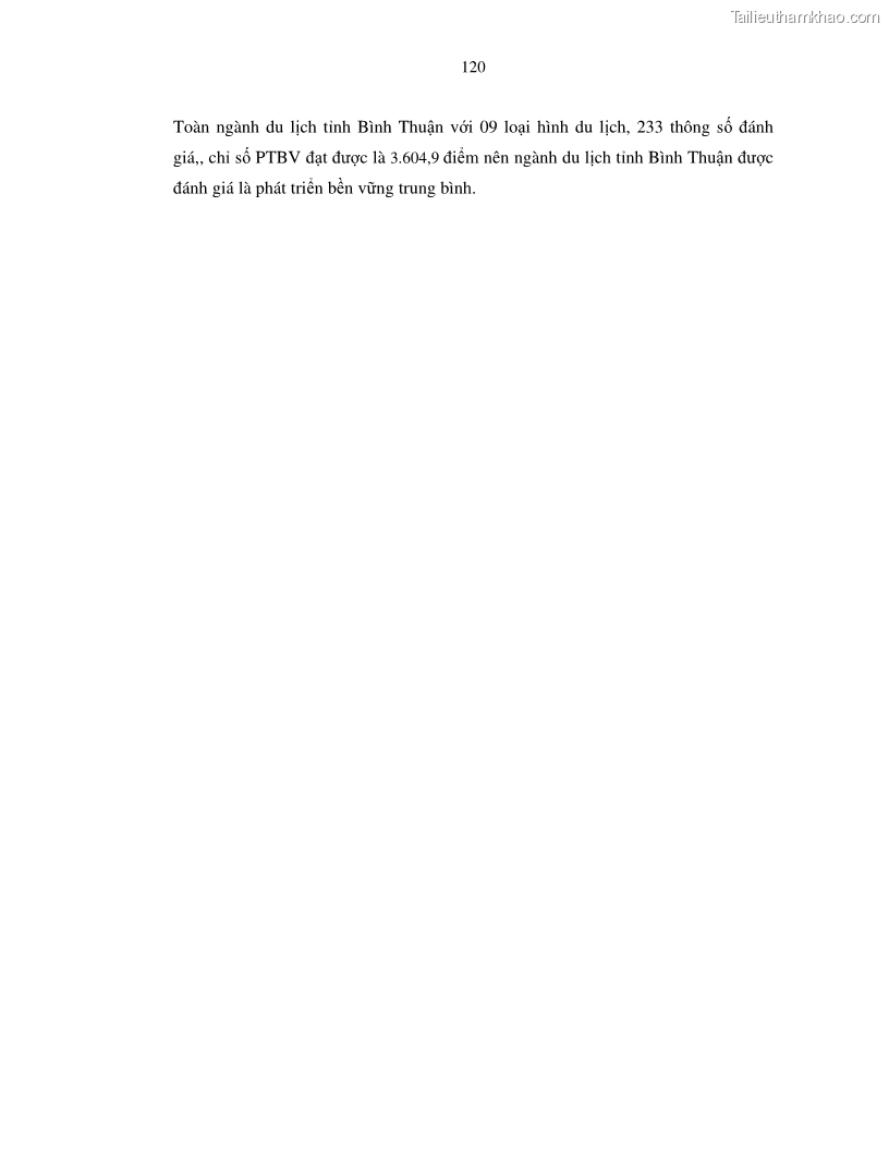 Luận văn thạc sỹ Nghiên cứu đề xuất các giải pháp bảo vệ môi trường theo định hướng phát triển bền vững du lịch tỉnh Bình Thuận - 11 Trang 132
