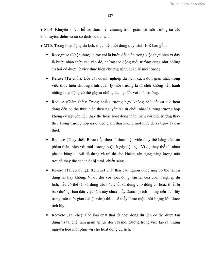 Luận văn thạc sỹ Nghiên cứu đề xuất các giải pháp bảo vệ môi trường theo định hướng phát triển bền vững du lịch tỉnh Bình Thuận - 12 Trang 139