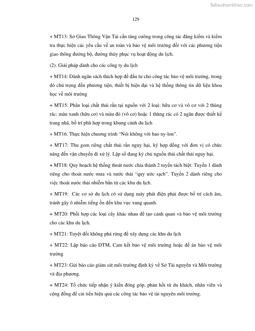 Luận văn thạc sỹ Nghiên cứu đề xuất các giải pháp bảo vệ môi trường theo định hướng phát triển bền vững du lịch tỉnh Bình Thuận - 12 Trang 141