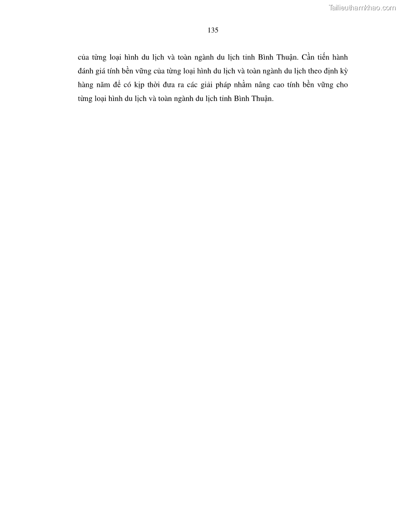 Luận văn thạc sỹ Nghiên cứu đề xuất các giải pháp bảo vệ môi trường theo định hướng phát triển bền vững du lịch tỉnh Bình Thuận - 13 Trang 147
