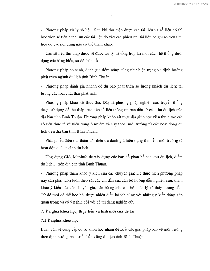 Luận văn thạc sỹ Nghiên cứu đề xuất các giải pháp bảo vệ môi trường theo định hướng phát triển bền vững du lịch tỉnh Bình Thuận - 2 Trang 16