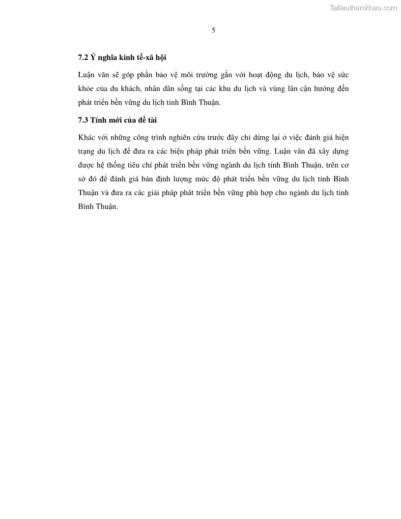 Luận văn thạc sỹ Nghiên cứu đề xuất các giải pháp bảo vệ môi trường theo định hướng phát triển bền vững du lịch tỉnh Bình Thuận - 2 Trang 17