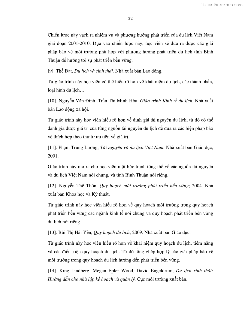 Luận văn thạc sỹ Nghiên cứu đề xuất các giải pháp bảo vệ môi trường theo định hướng phát triển bền vững du lịch tỉnh Bình Thuận - 3 Trang 34