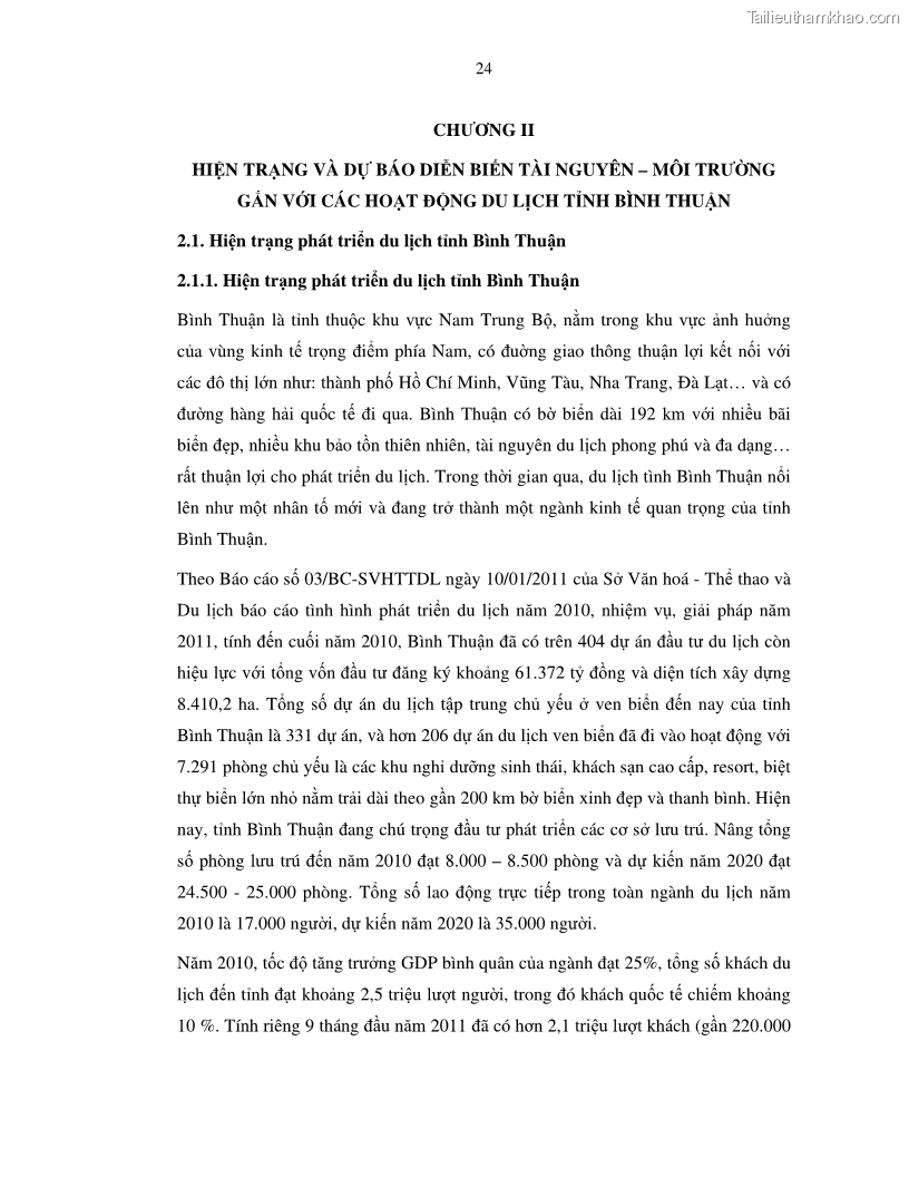 Luận văn thạc sỹ Nghiên cứu đề xuất các giải pháp bảo vệ môi trường theo định hướng phát triển bền vững du lịch tỉnh Bình Thuận - 3 Trang 36