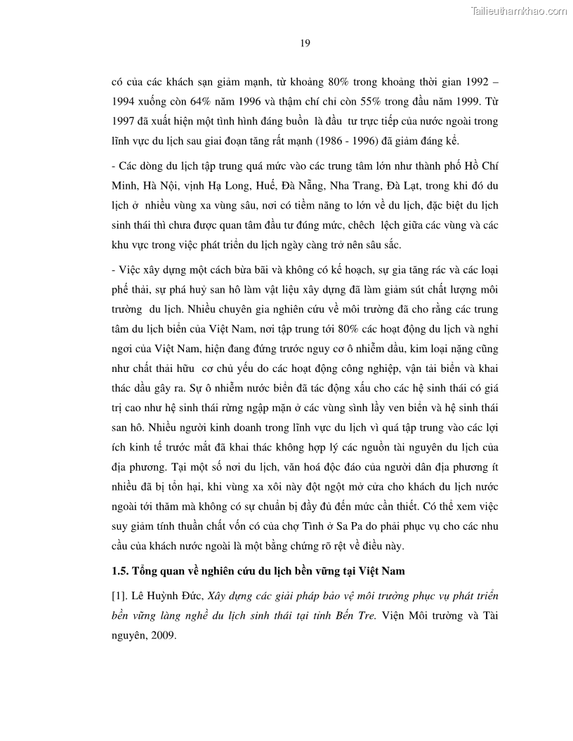 Luận văn thạc sỹ Nghiên cứu đề xuất các giải pháp bảo vệ môi trường theo định hướng phát triển bền vững du lịch tỉnh Bình Thuận - 3 Trang 31