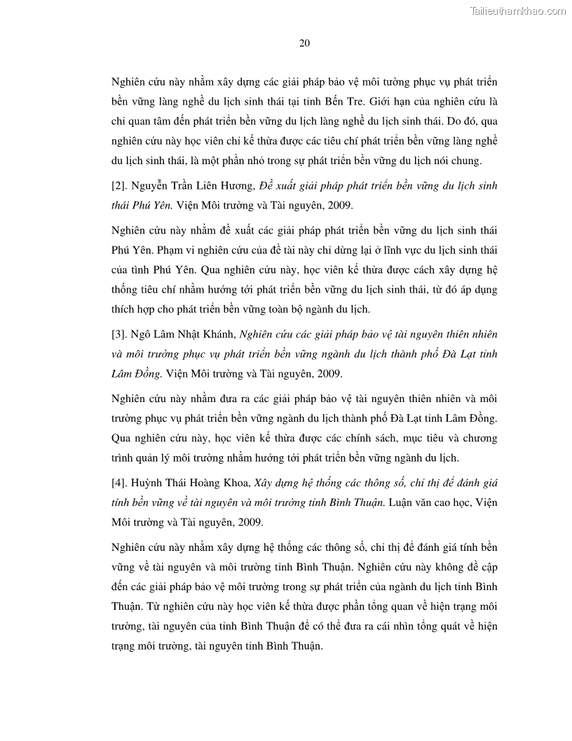 Luận văn thạc sỹ Nghiên cứu đề xuất các giải pháp bảo vệ môi trường theo định hướng phát triển bền vững du lịch tỉnh Bình Thuận - 3 Trang 32