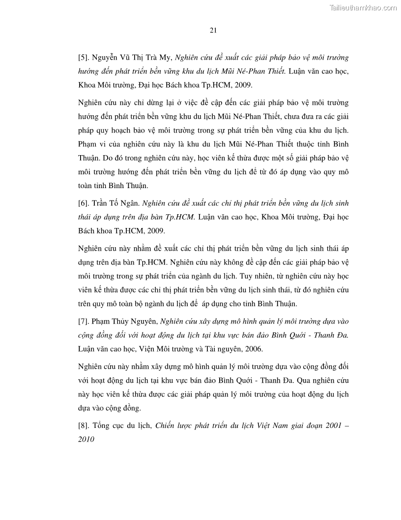 Luận văn thạc sỹ Nghiên cứu đề xuất các giải pháp bảo vệ môi trường theo định hướng phát triển bền vững du lịch tỉnh Bình Thuận - 3 Trang 33
