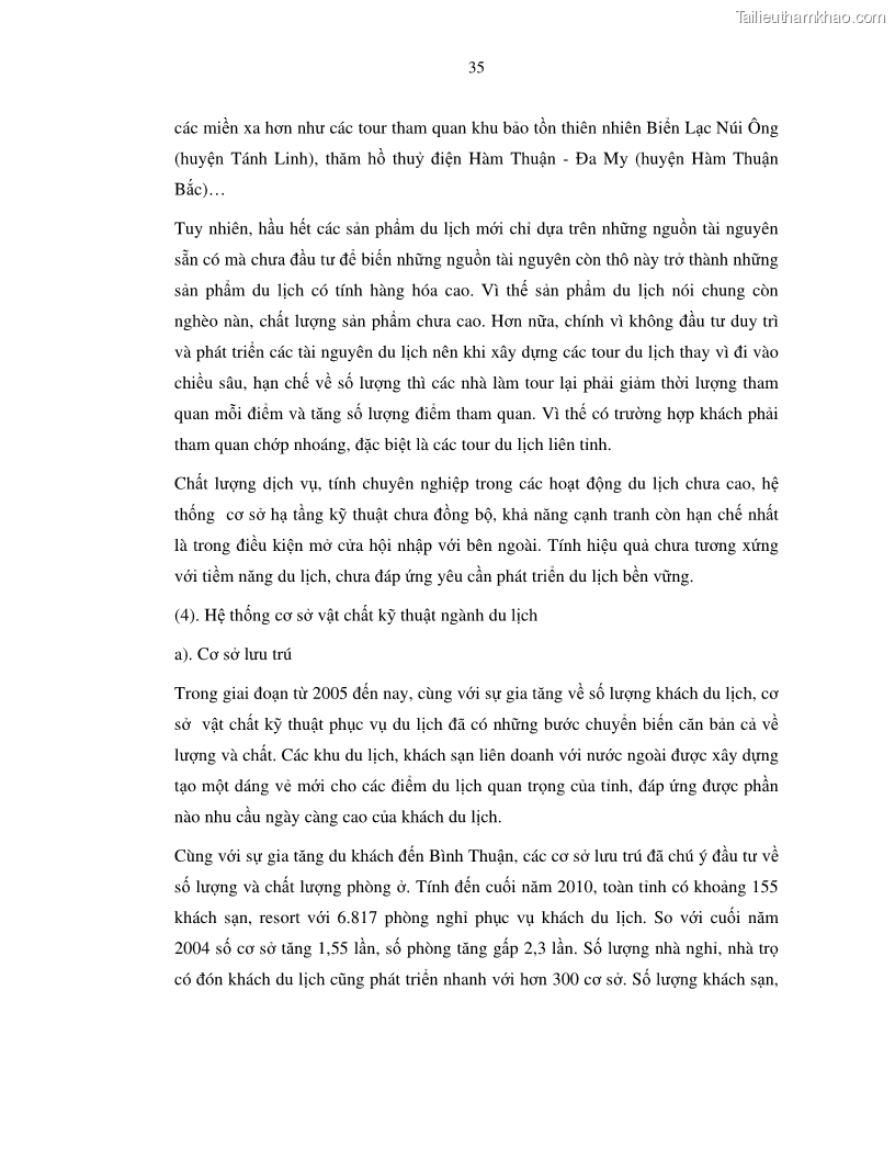 Luận văn thạc sỹ Nghiên cứu đề xuất các giải pháp bảo vệ môi trường theo định hướng phát triển bền vững du lịch tỉnh Bình Thuận - 4 Trang 47