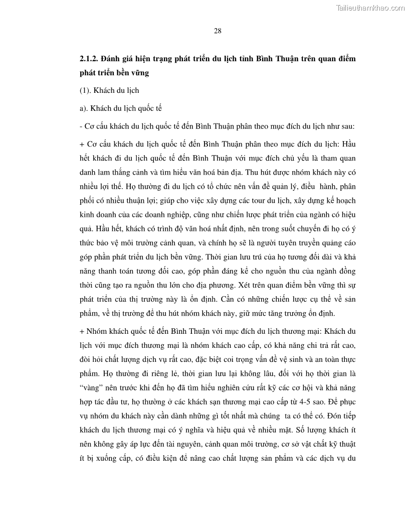 Luận văn thạc sỹ Nghiên cứu đề xuất các giải pháp bảo vệ môi trường theo định hướng phát triển bền vững du lịch tỉnh Bình Thuận - 4 Trang 40