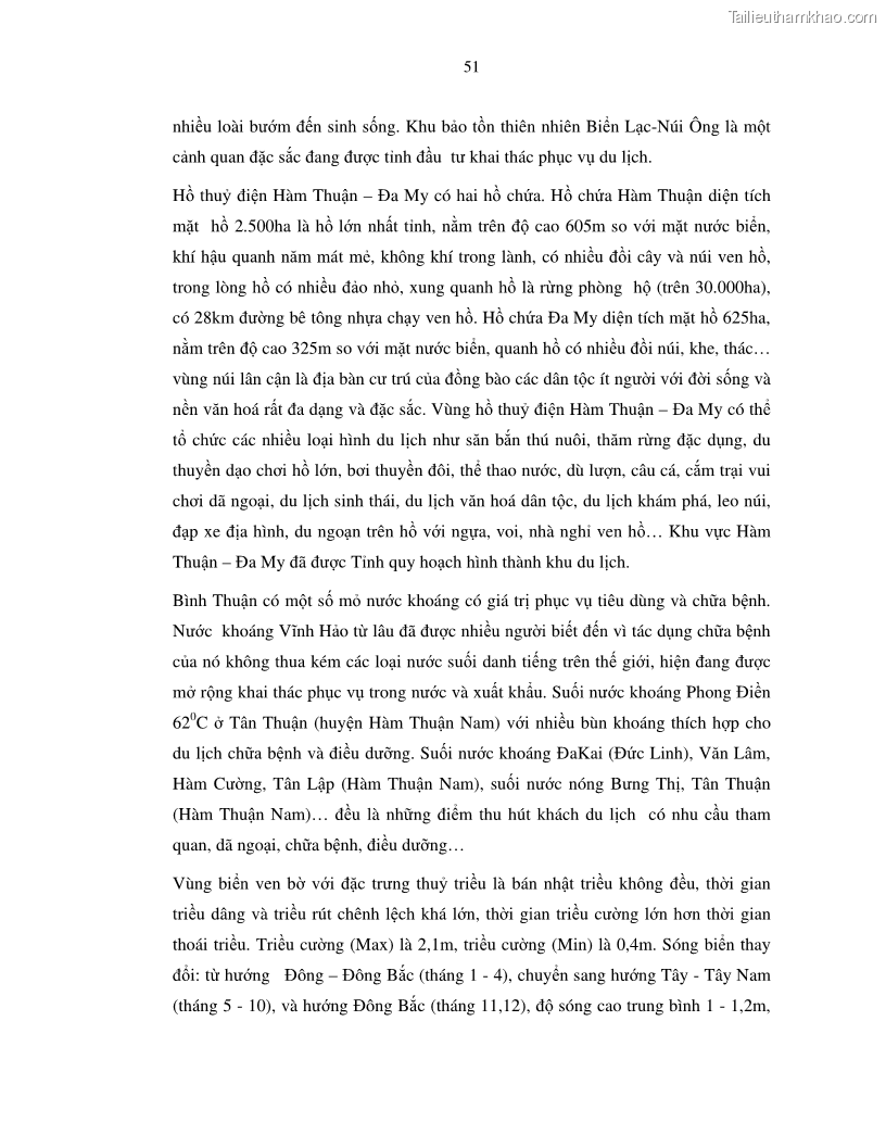 Luận văn thạc sỹ Nghiên cứu đề xuất các giải pháp bảo vệ môi trường theo định hướng phát triển bền vững du lịch tỉnh Bình Thuận - 6 Trang 63
