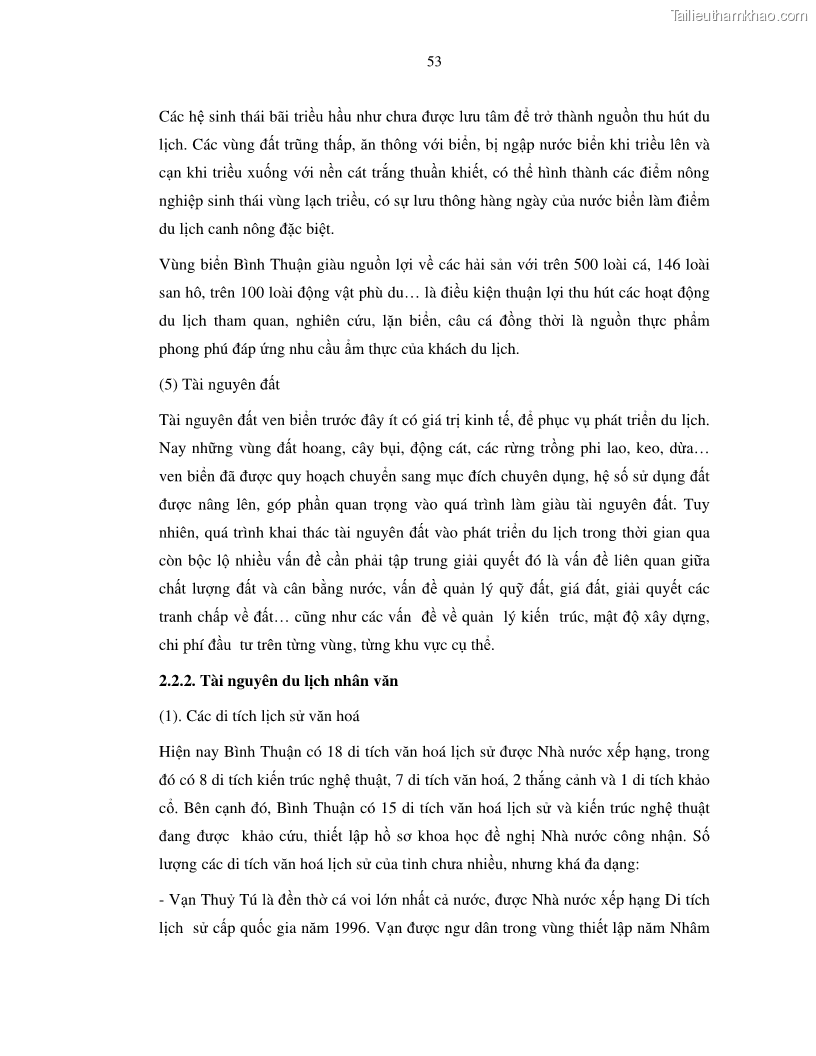 Luận văn thạc sỹ Nghiên cứu đề xuất các giải pháp bảo vệ môi trường theo định hướng phát triển bền vững du lịch tỉnh Bình Thuận - 6 Trang 65