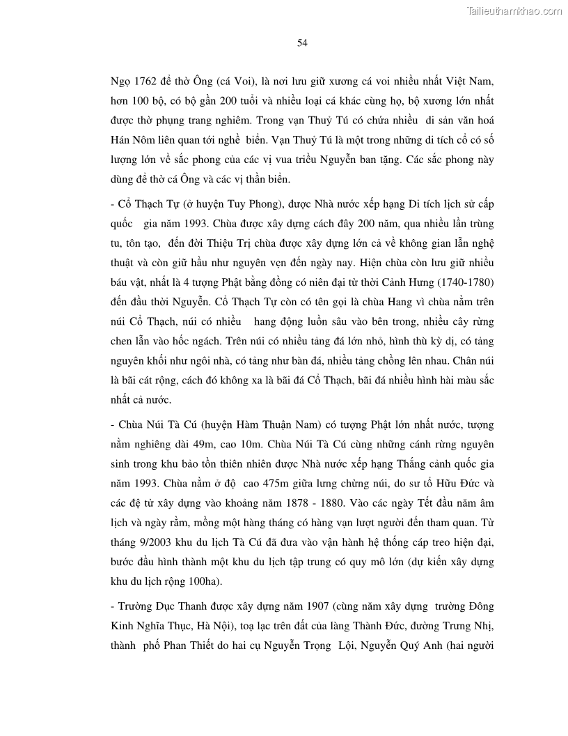 Luận văn thạc sỹ Nghiên cứu đề xuất các giải pháp bảo vệ môi trường theo định hướng phát triển bền vững du lịch tỉnh Bình Thuận - 6 Trang 66