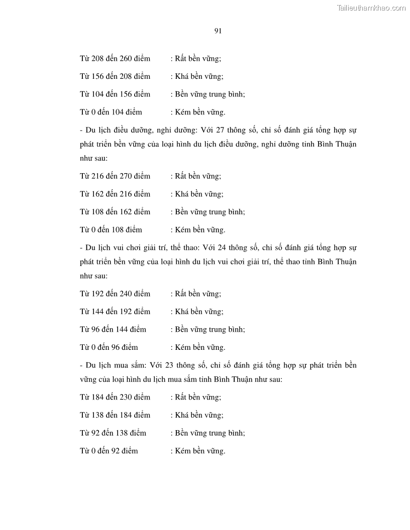 Luận văn thạc sỹ Nghiên cứu đề xuất các giải pháp bảo vệ môi trường theo định hướng phát triển bền vững du lịch tỉnh Bình Thuận - 9 Trang 103
