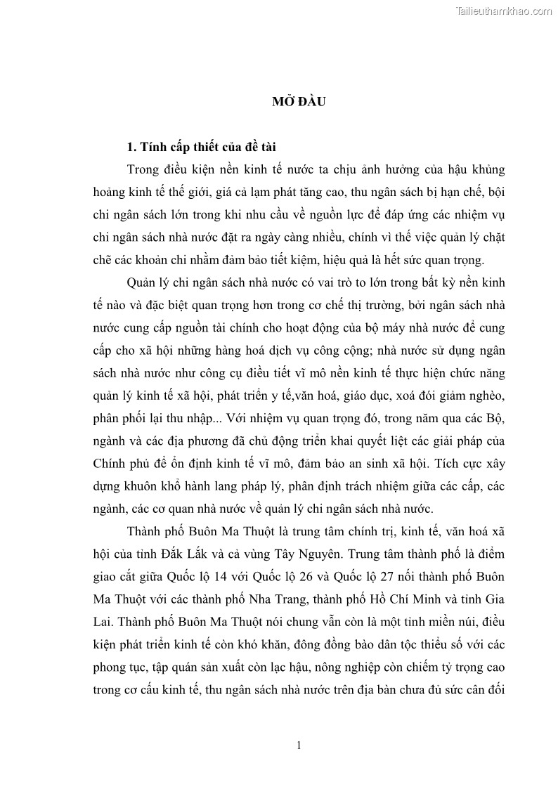 Luận văn thạc sĩ quản lý công Quản lý chi ngân sách nhà nước trên địa bàn thành phố Buôn Ma Thuột, tỉnh Đắk Lắk - 1 Trang 12